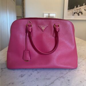 Prada Fuchsia Saffiano Leather Small Tote